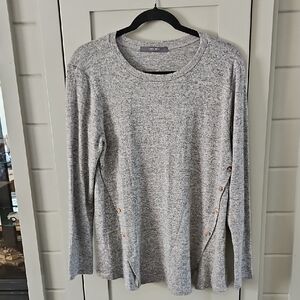 #142 COIN 1804 los ANGELES Heather Gray Long Sleeve Top SZLG. PTP 21+